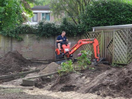 Aanleg van een vijver in een tuin